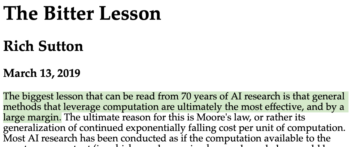 Rich Sutton 于 2019 年发表的 The Bitter Lesson